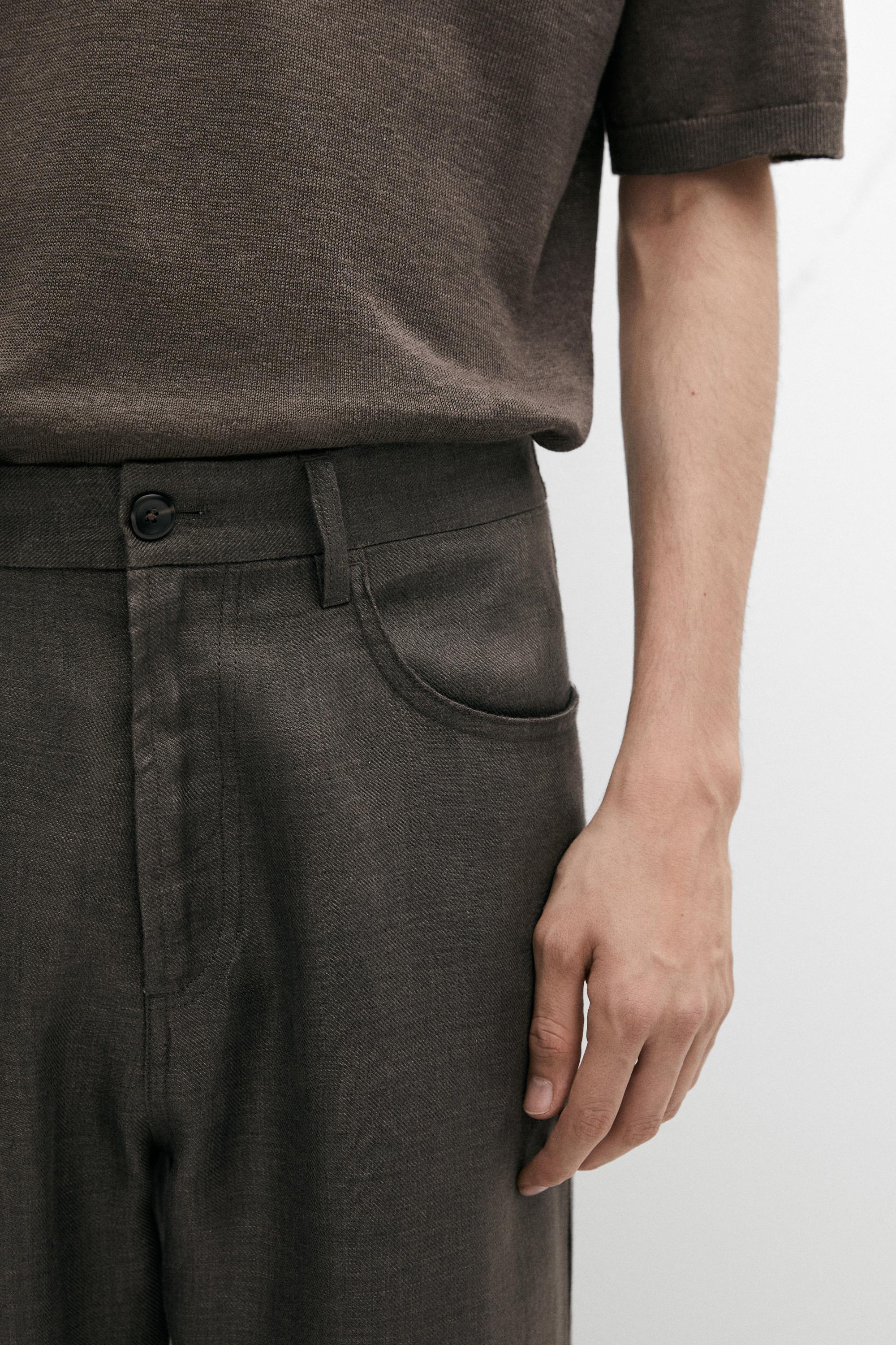 Pantalon jambe large lin